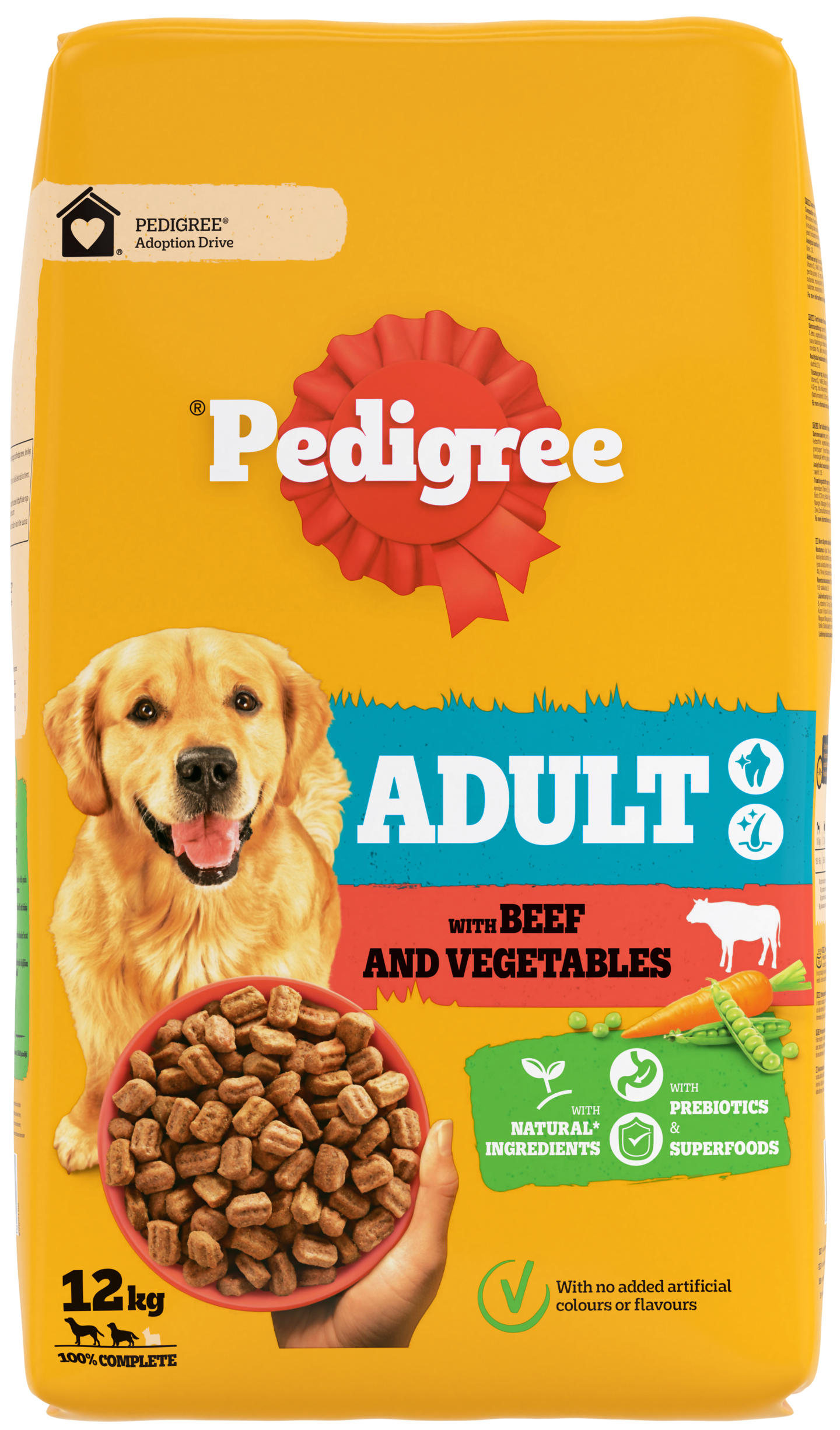 Pedigree Adult koiran kuivaruoka 12kg härkä-kasvis