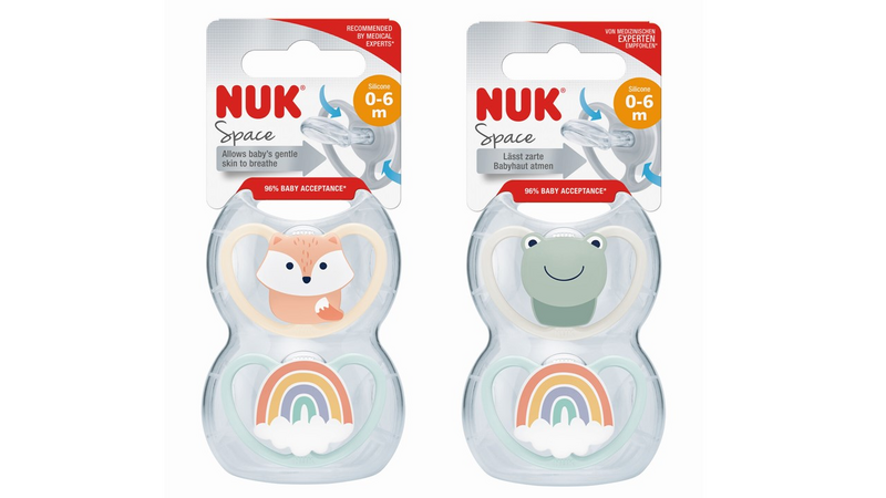 NUK Space huvitutti silikoni 6-18 kk 2 kpl