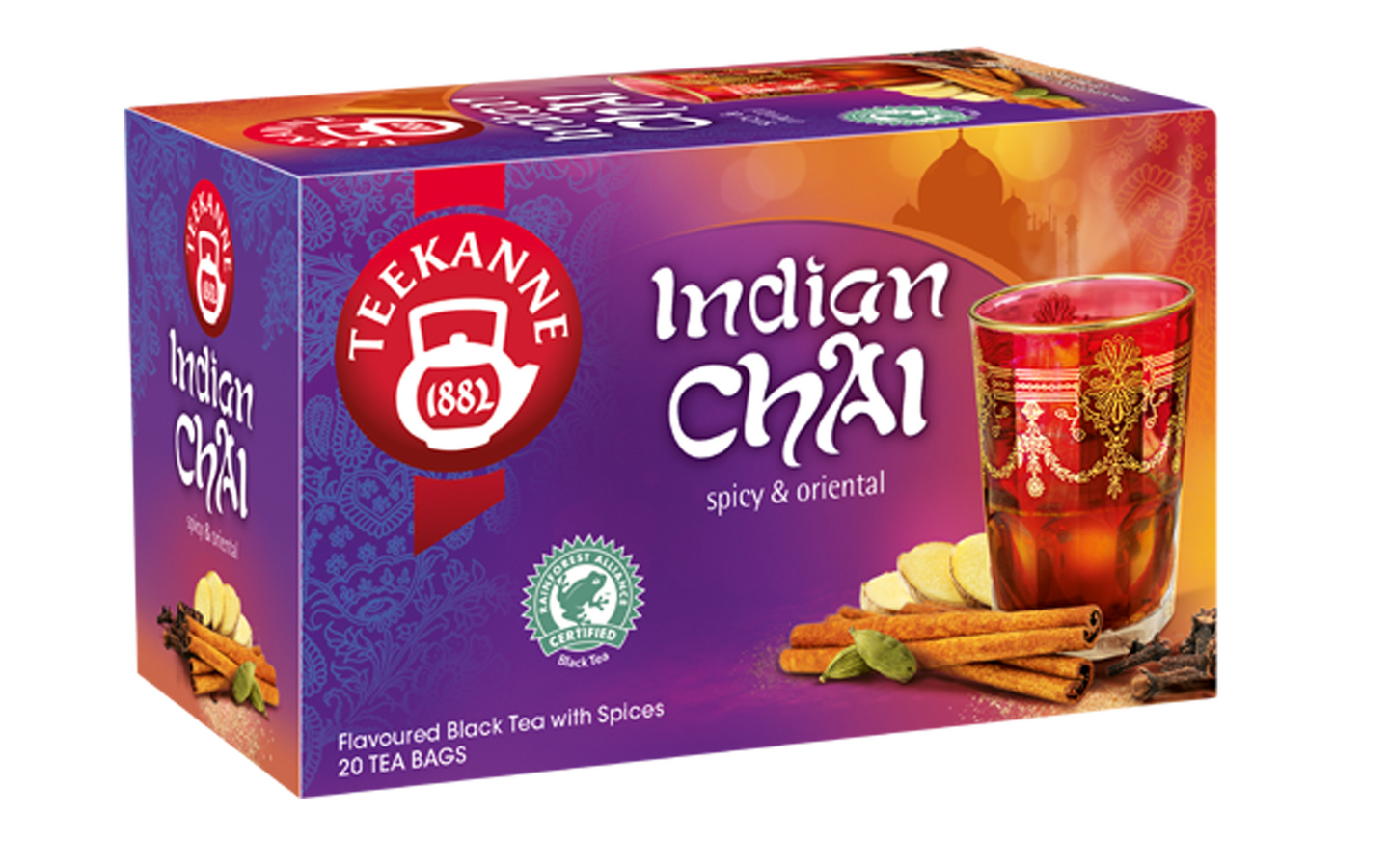 Teekanne 20x2g Indian Chai mustatee