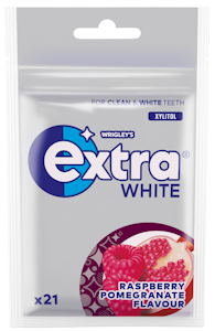 Extra White sokeriton purukumi vadelma-granaattiomena 29g