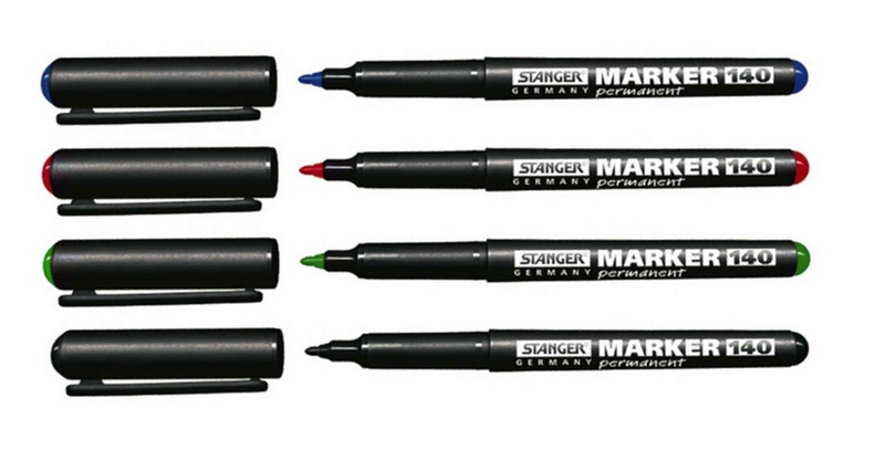 Stanger Permanent Marker Kuitukärkikynä 1mm kärki 4 värin lajitelmapaketti