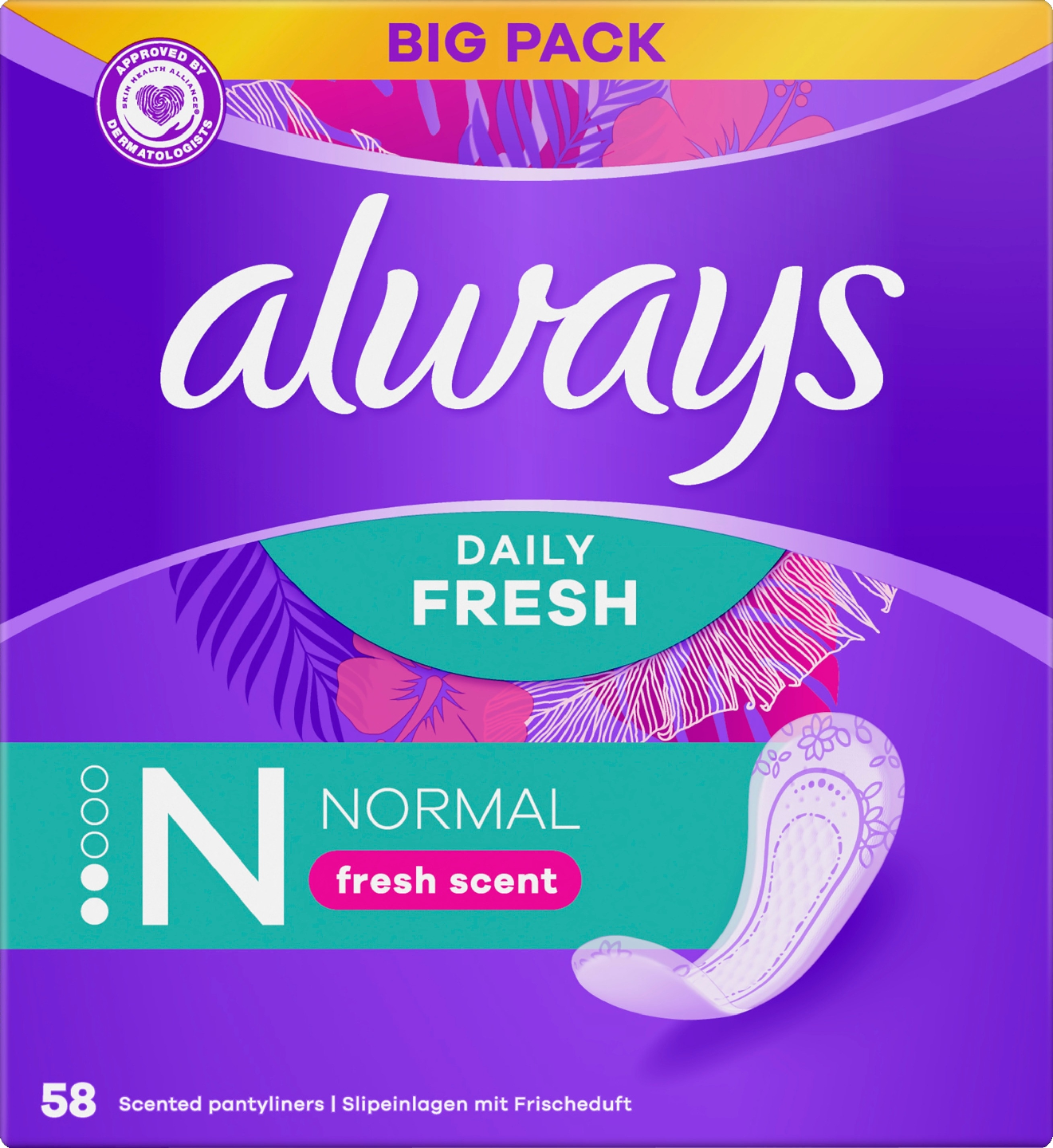 Always pikkuhousunsuoja 58kpl Daily Fresh normal