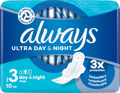 Always terveysside Ultra Day & Night 3 siivekkeillä 10kpl