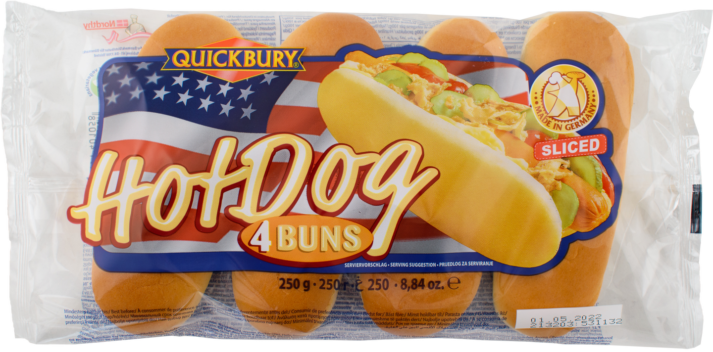 Quickbury hot dog sämpylä 4 kpl 250 g