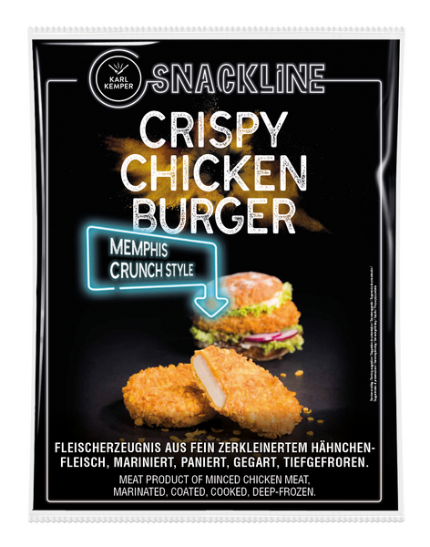 Snackline Crispy Chicken Burger 2,5kg Memphis Crunch Style broilerin hampurilaispihvi pakaste