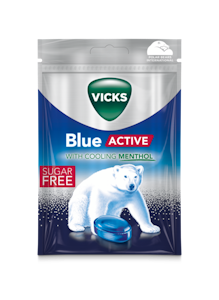 Vicks kurkkupastilli 72g blue active sokeriton