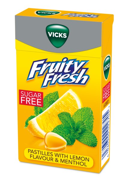 Vicks fruity fresh lemon kurkkupastilli 40g sokeriton