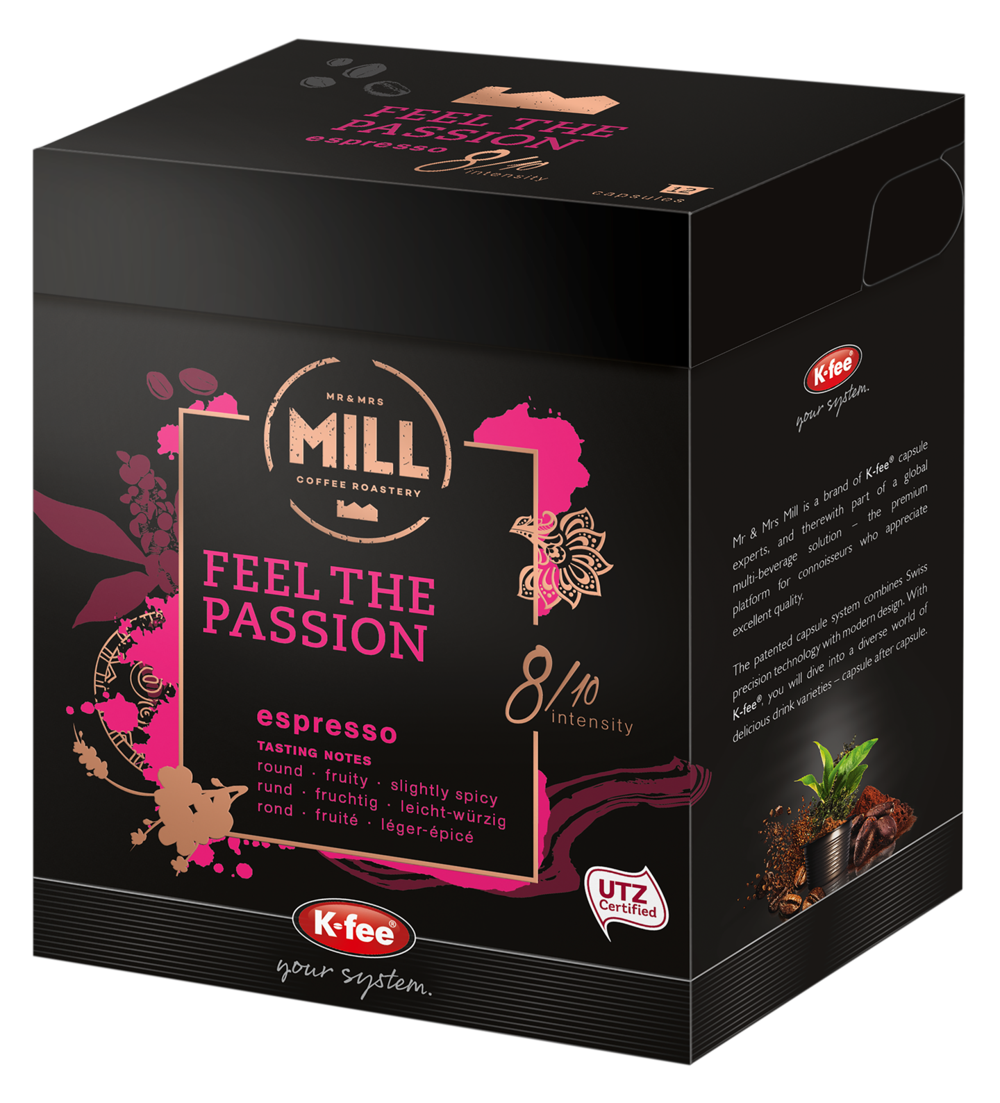 K-fee Mr & Mrs Mill Feel The Passion espresso kahvikapseli 12kpl RFA