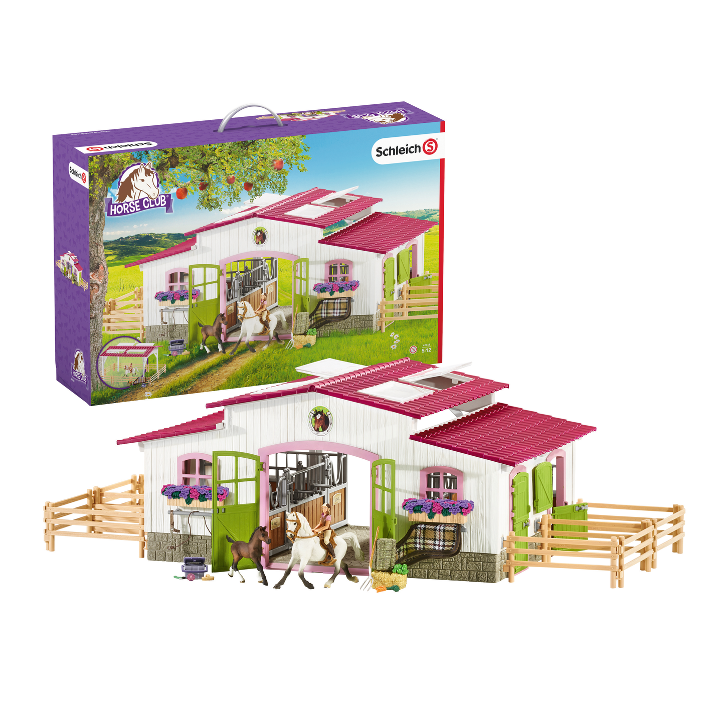 Schleich Ratsutila, mukana ratsastaja ja hevoset
