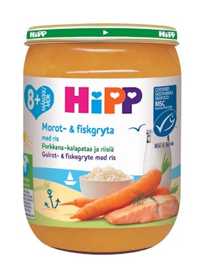 HiPP Porkkana-kalapataa ja riisiä 190g 8kk