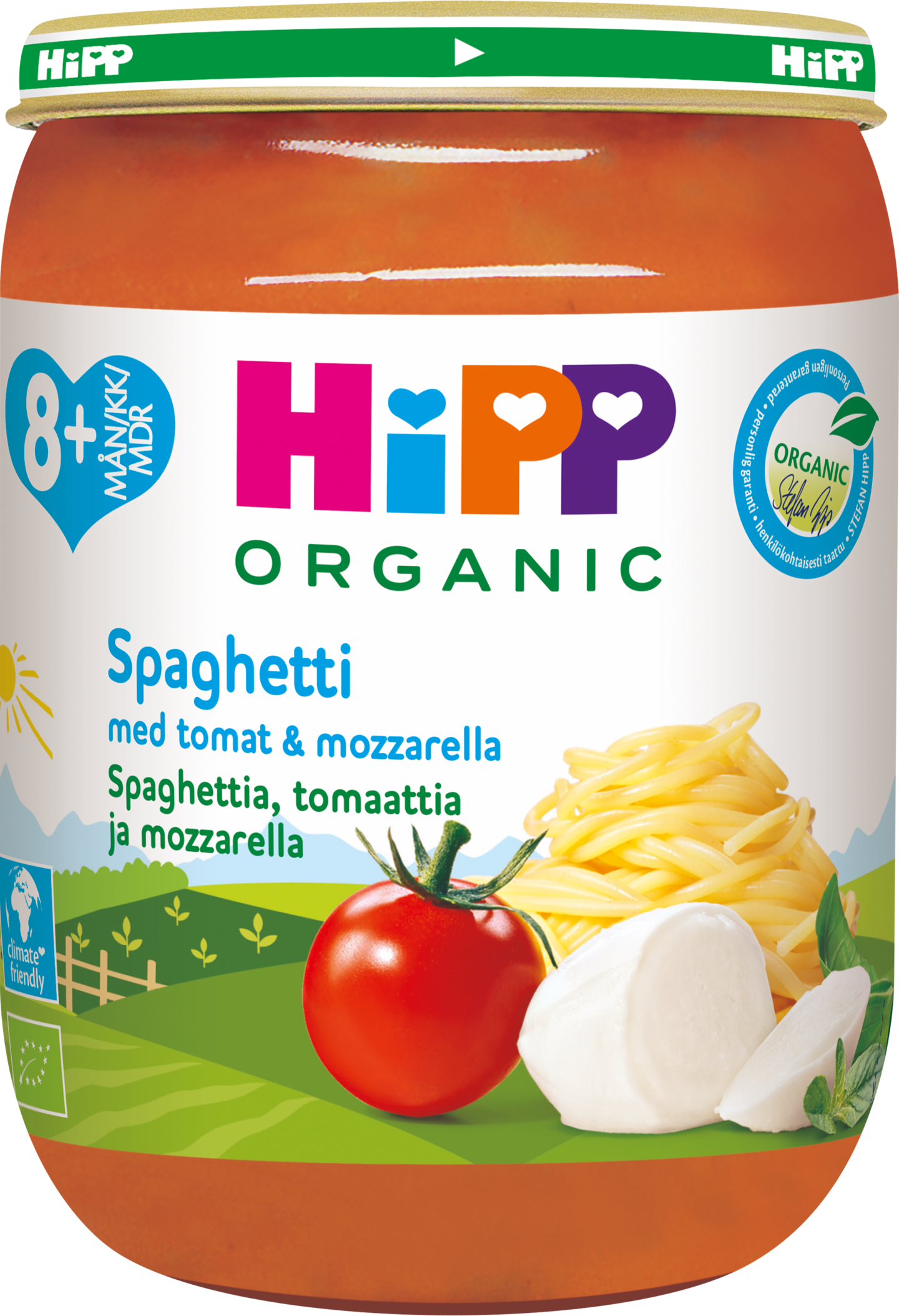 HIPP spagettia tomattia & mozarellaa 190g 8kk luomu