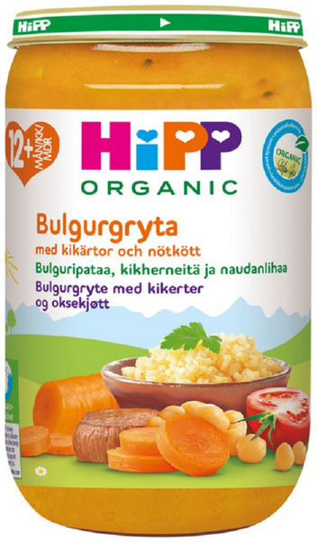 Hipp bulguripataa, kikherneitä ja naudanlihaa 12kk 250g luomu