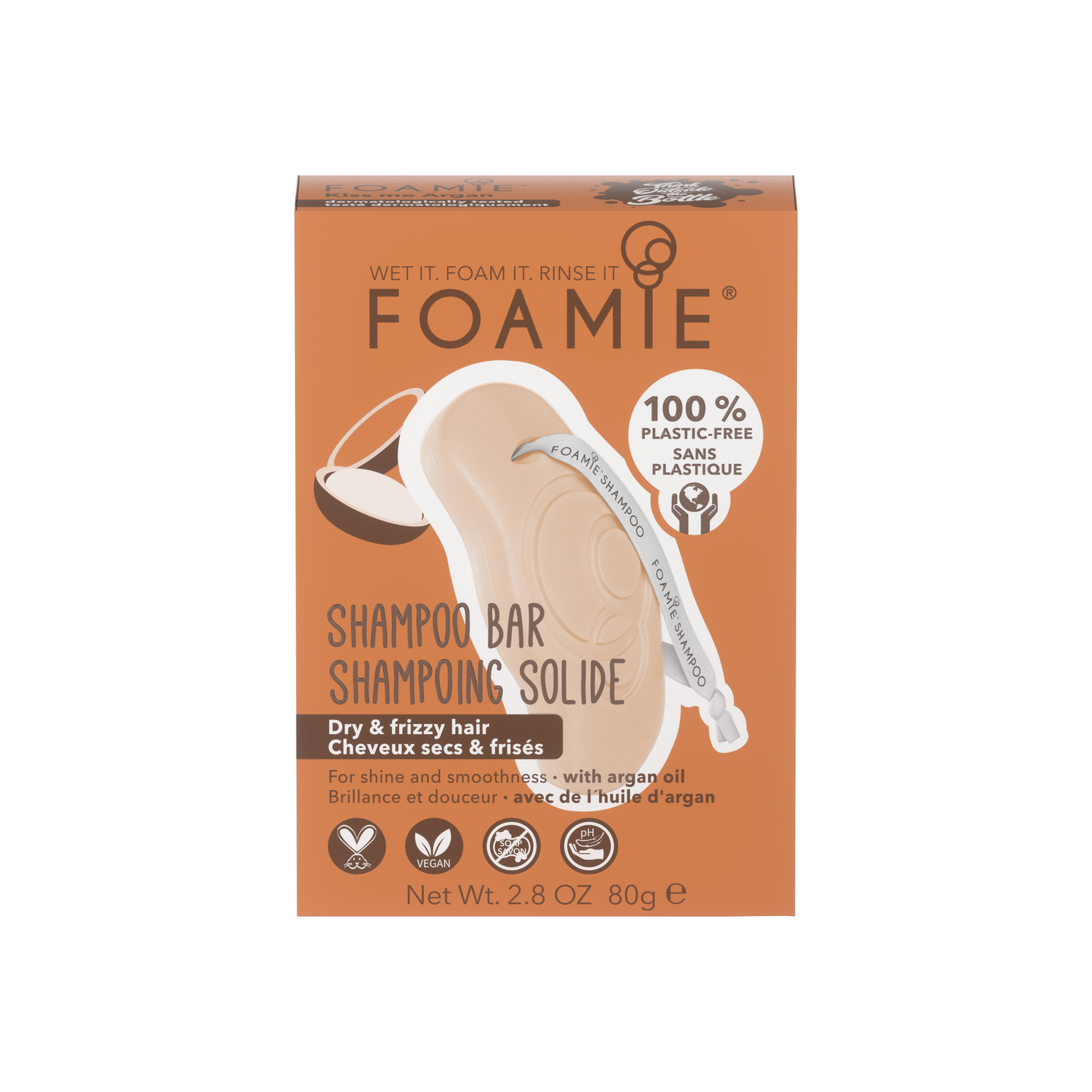 Foamie Shampoo Bar Kiss Me Argan palashampoo pörröisille hiuksille 80g