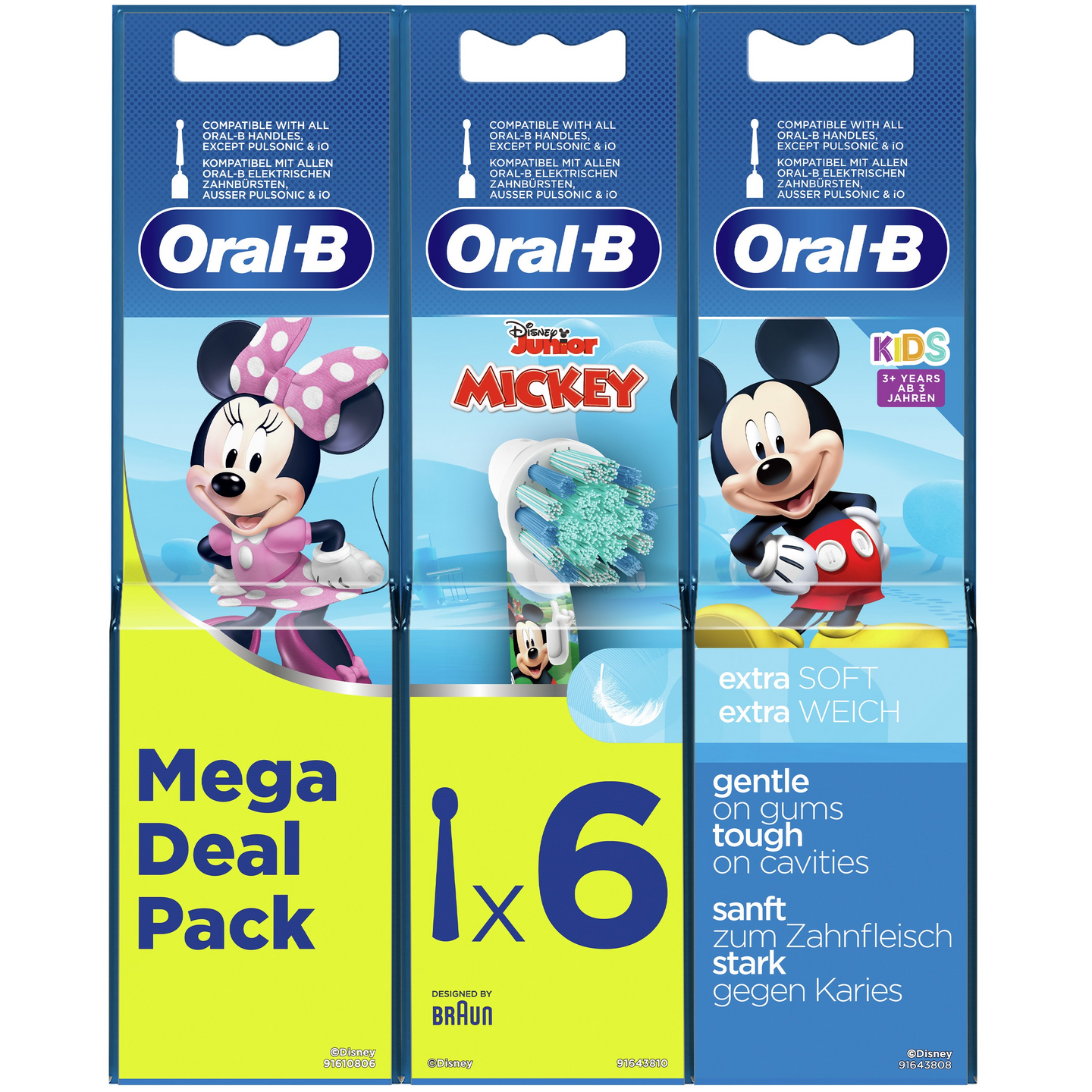 Oral-B Kids 3+ Mickey -vaihtoharja, 6 kpl