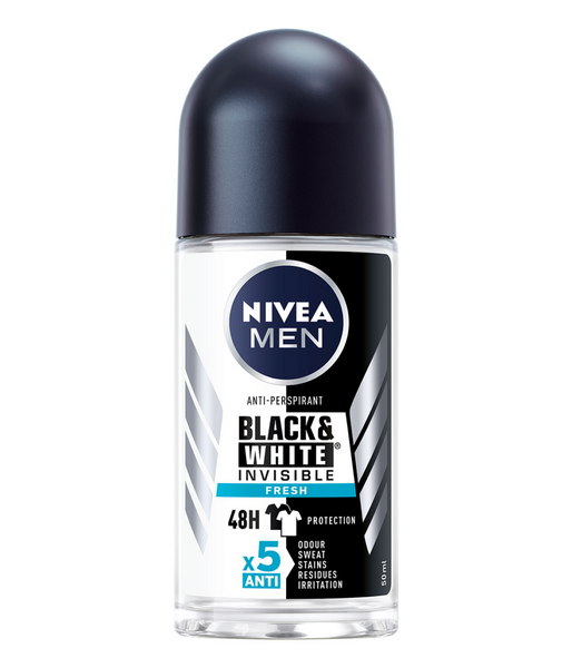 NIVEA MEN 50ml Invisible For Black & White Fresh Deo Roll-on -antiperspirantti