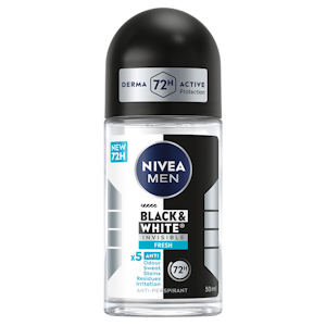 NIVEA MEN 50ml Black & White Invisible Fresh Deo Roll-On -antiperspirantti