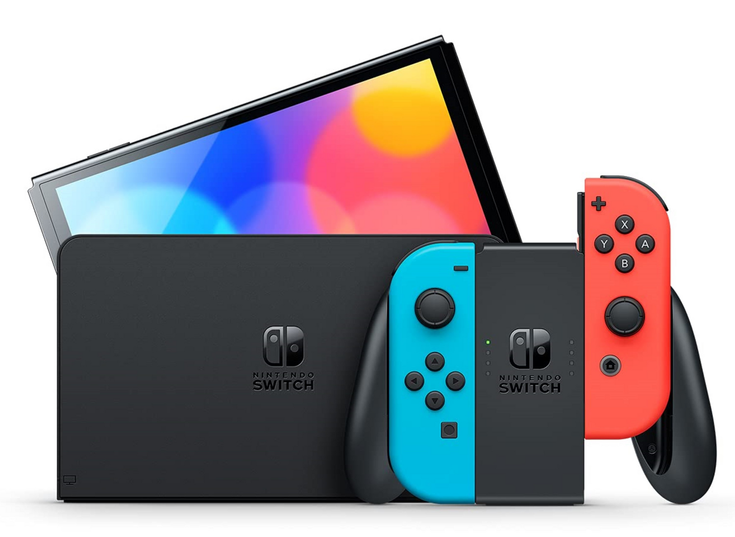 Nintendo Switch OLED -pelikonsoli, neon