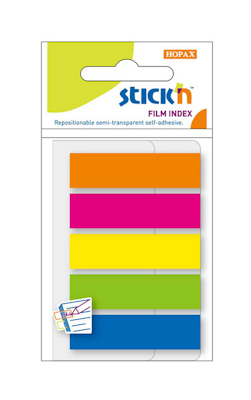 Stickn Teippimerkki muovia 5 väriä 45x12mm 125kpl