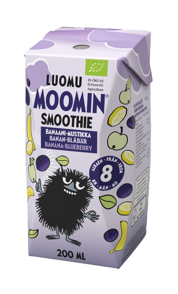 Moomin Luomu smoothie banaani-mustikka 200ml 8kk