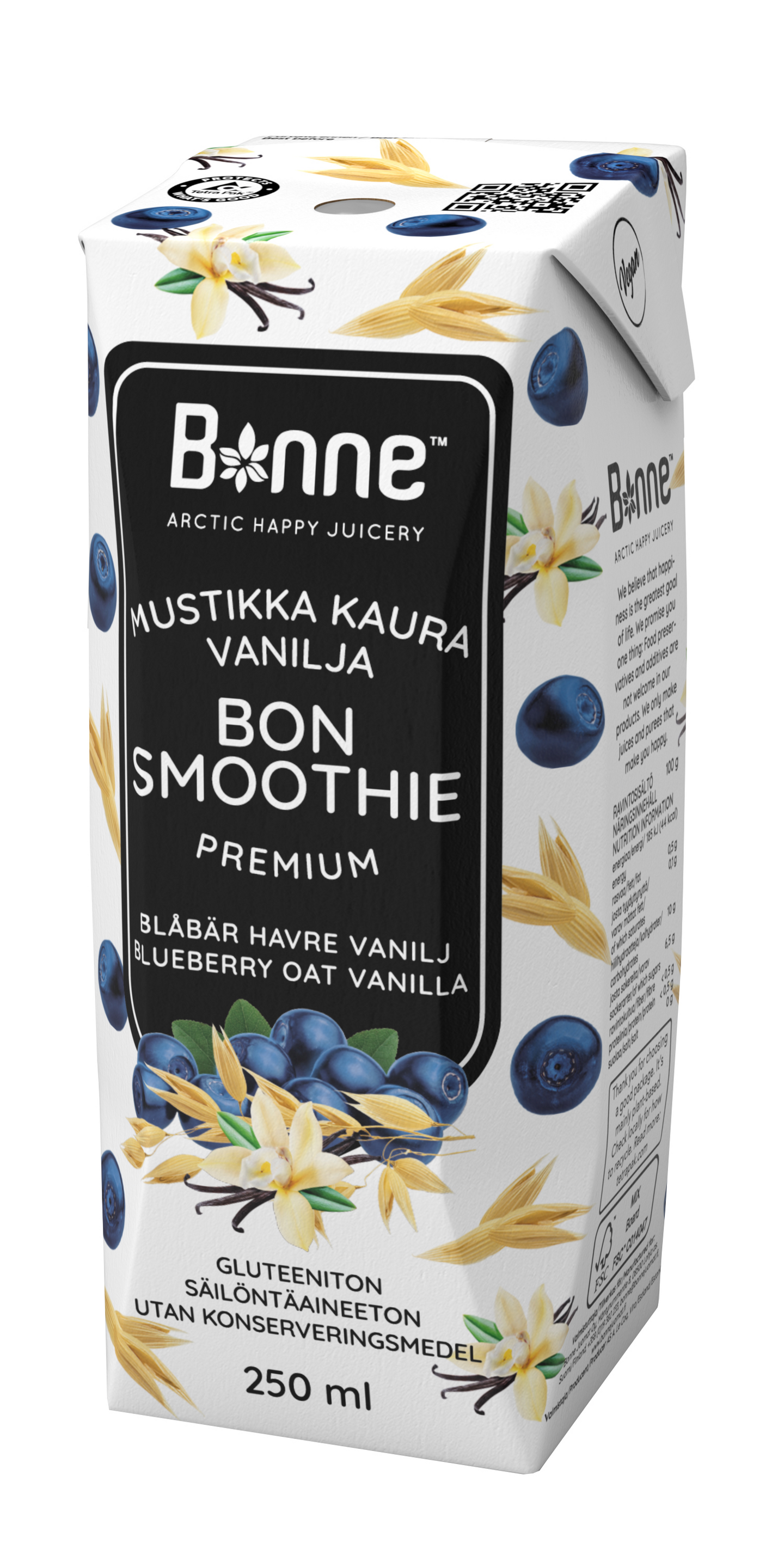 BonSmoothie mustikka-kaura-vanilja 250ml smoothie