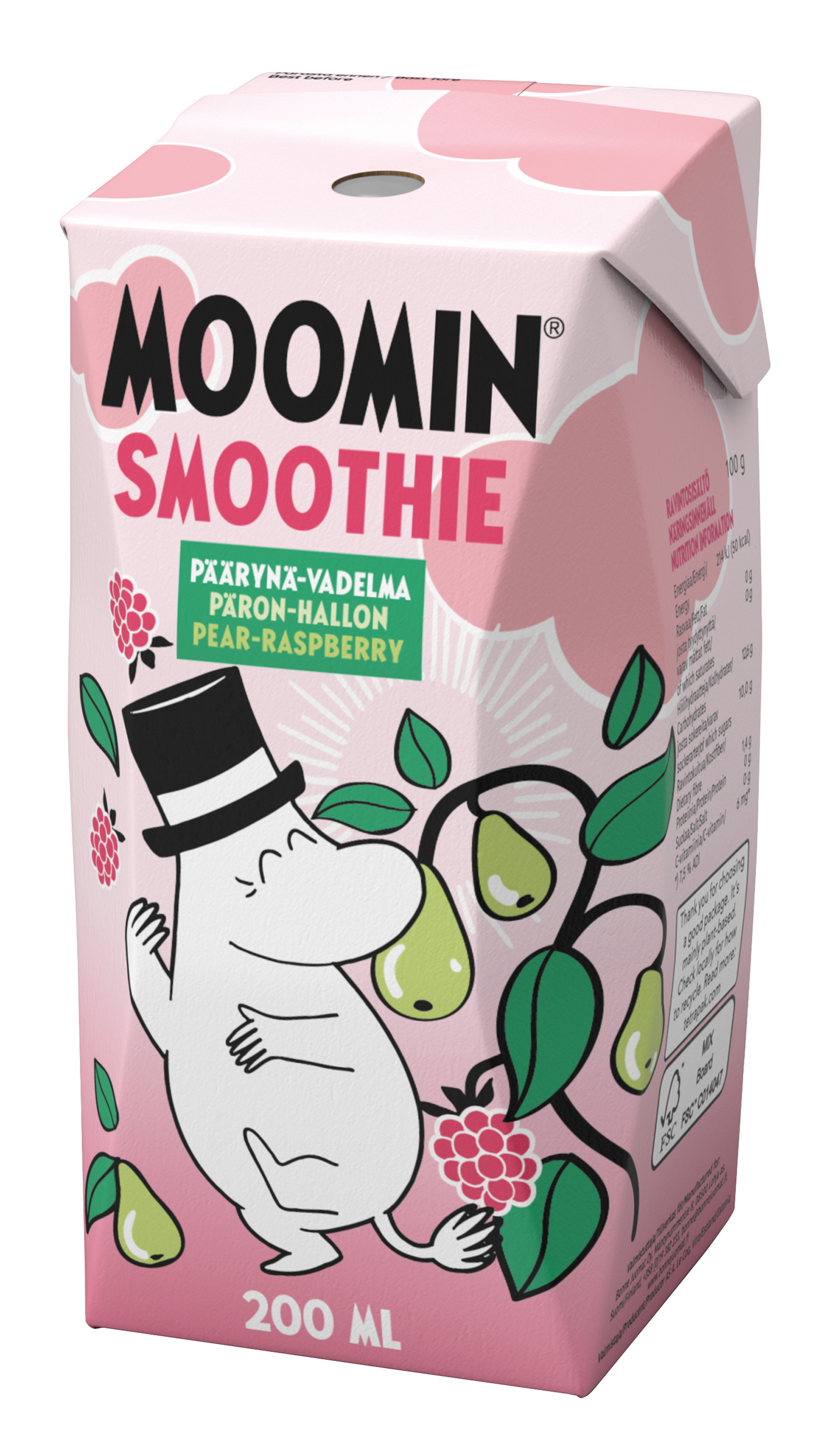 Moomin smoothie 200ml päärynä-vadelma