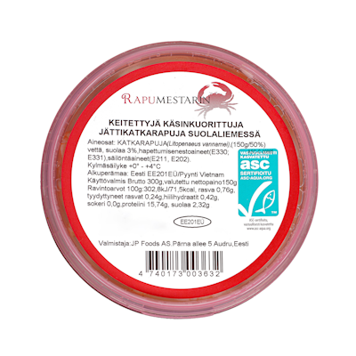 Rapumestarin jättikatkarapuja suolaliemessä 300/150g ASC