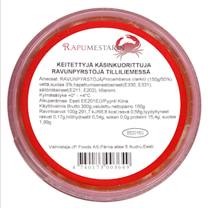 Rapumestarin ravunpyrstöjä tilliliemessä 300/150g