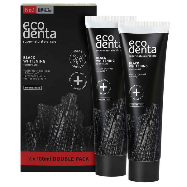 Ecodenta Black Whitening valkaiseva hiilihammastahna tuplapakkaus 2x100ml