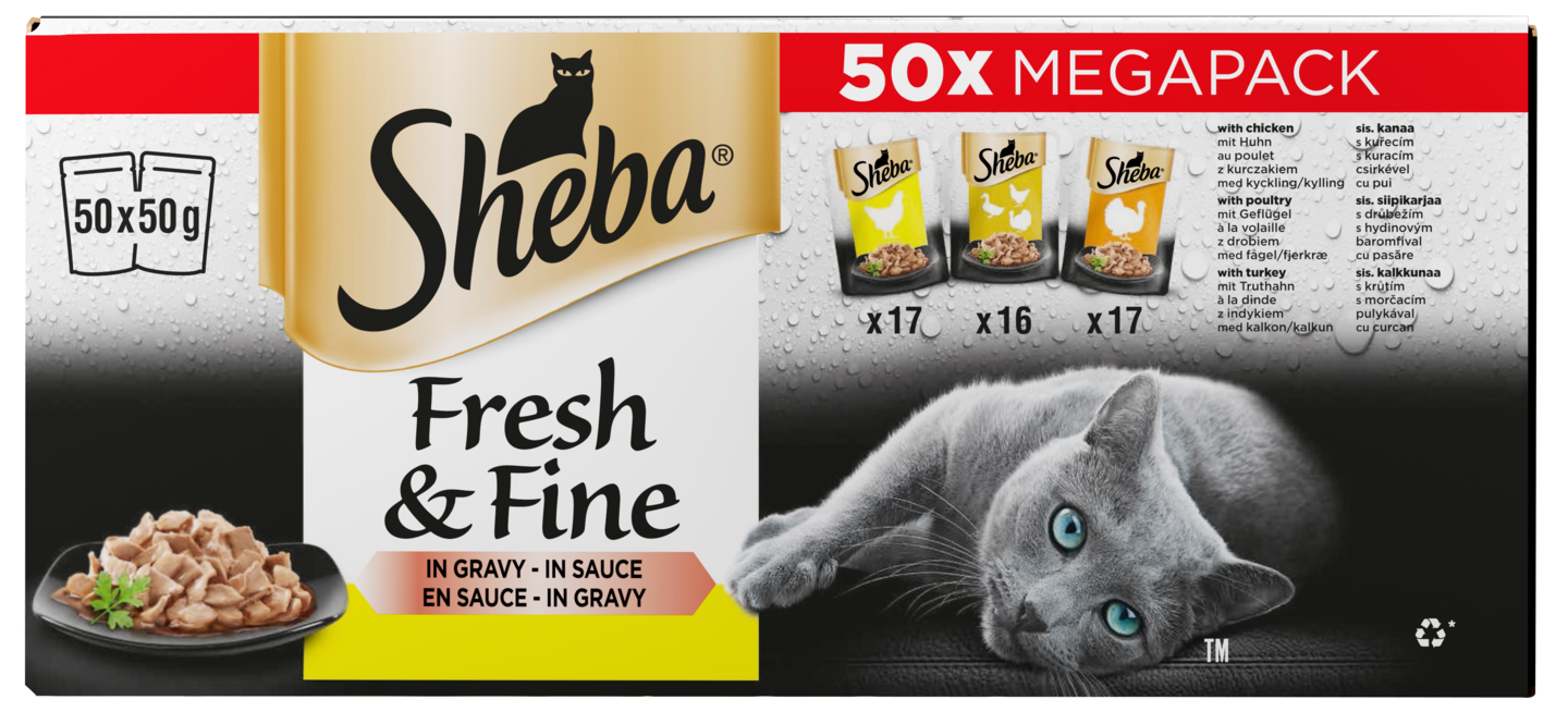 Sheba 50x50g Fresh&Fine Siipikarja kastikkeessa