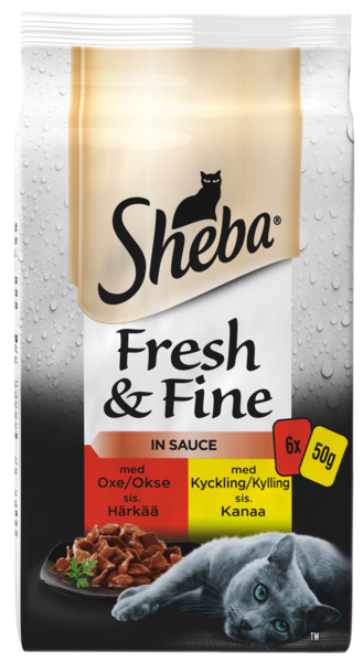 Sheba Fresh&Fine 6x50g Sekoitus härkää ja kanaa kastikkeessa