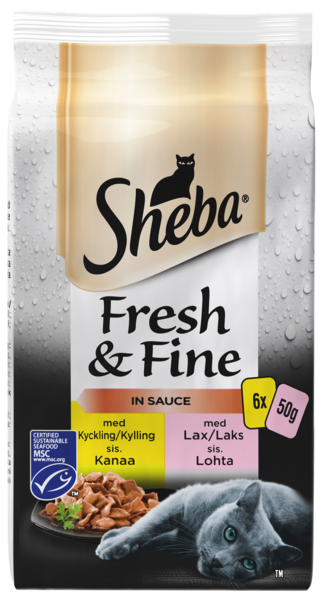 Sheba Fresh&Fine 6x50g Sekoitus kanaa ja lohta kastikkeessa MSC