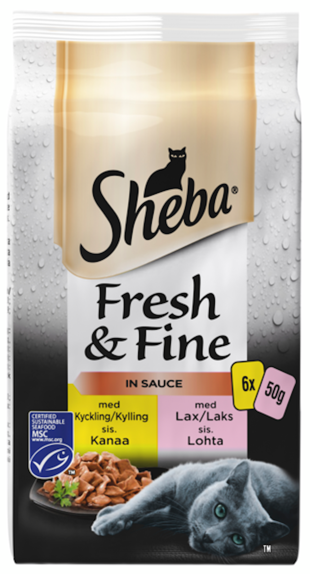 Sheba Fresh&Fine 6x50g Sekoitus kanaa ja lohta kastikkeessa MSC ...