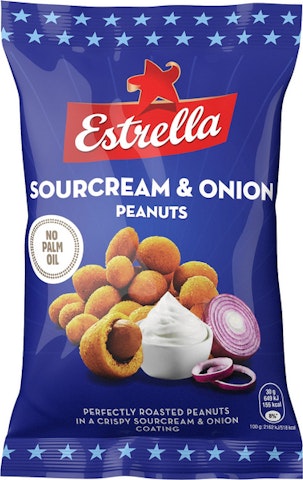 Estrella Kuorrutettuja maapähkinöitä 140g Sourcream&Onion