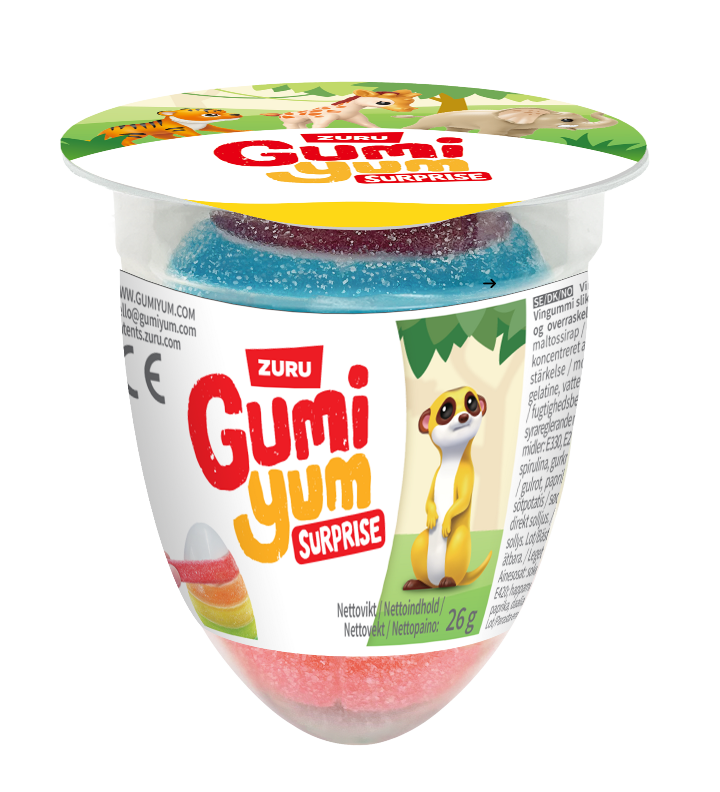 Zuru Gumi Yum Wildlife viinikumi yllätysmuna 26g, sisältää lelun