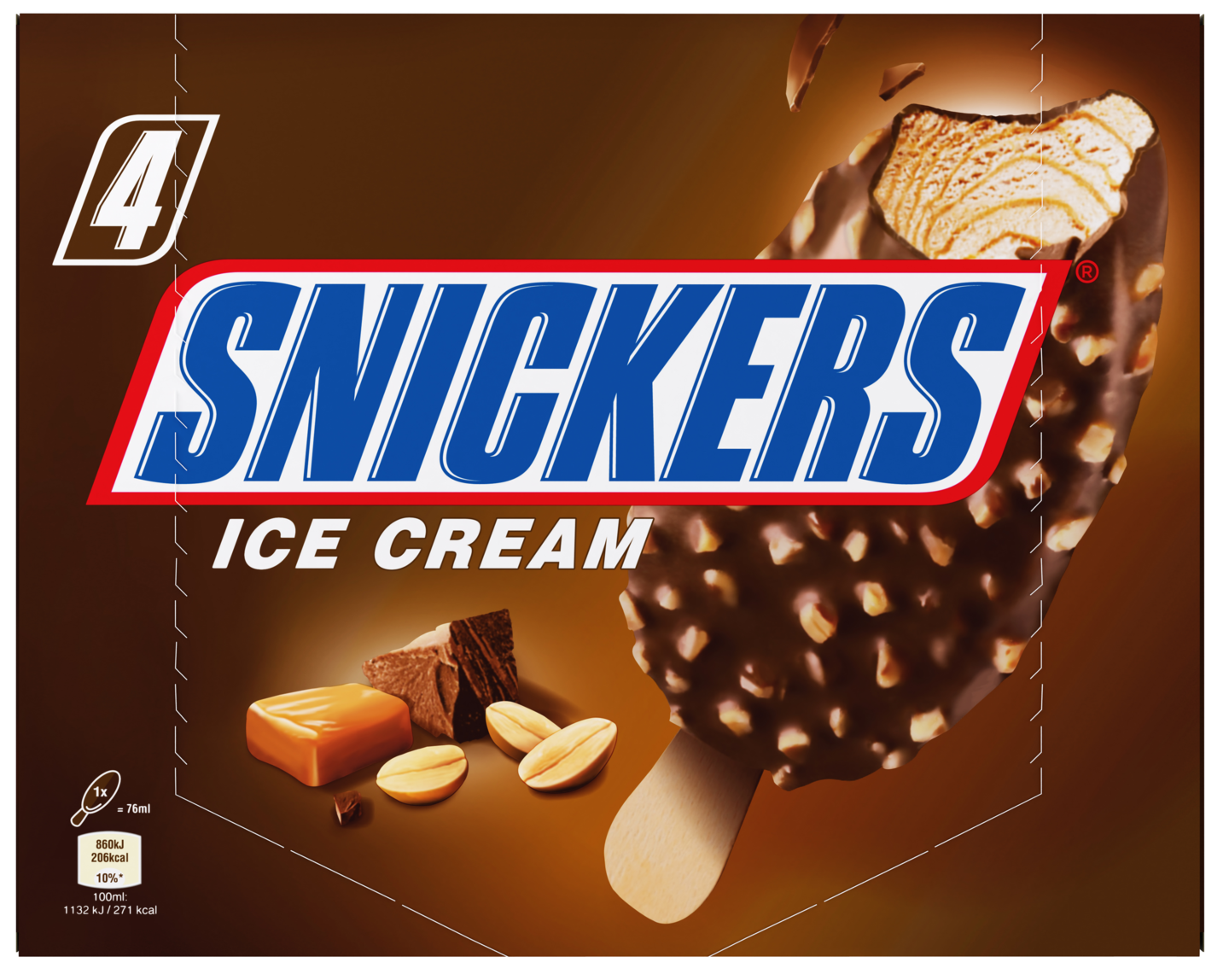 Snickers jäätelöpuikot 4x60g/4x76ml