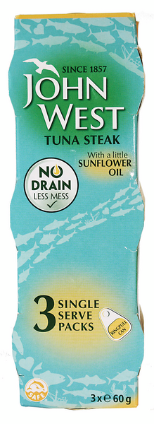 John West NoDrain Tonnikalaa palana vähäisessä auringonkukkaöljyssä 3x60g