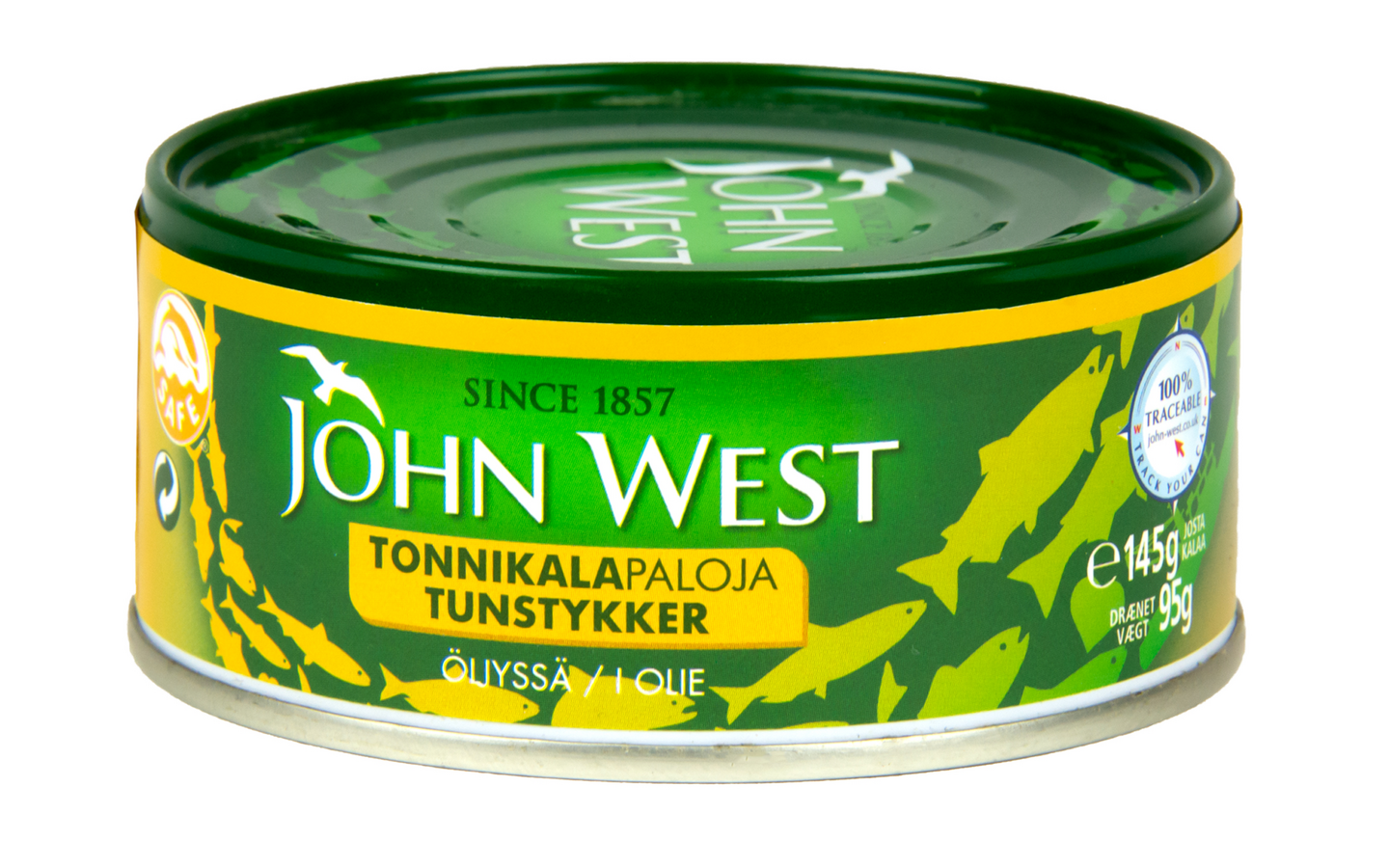 John West Tonnikalapaloja auringonkukkaöljyssä 145g/95g