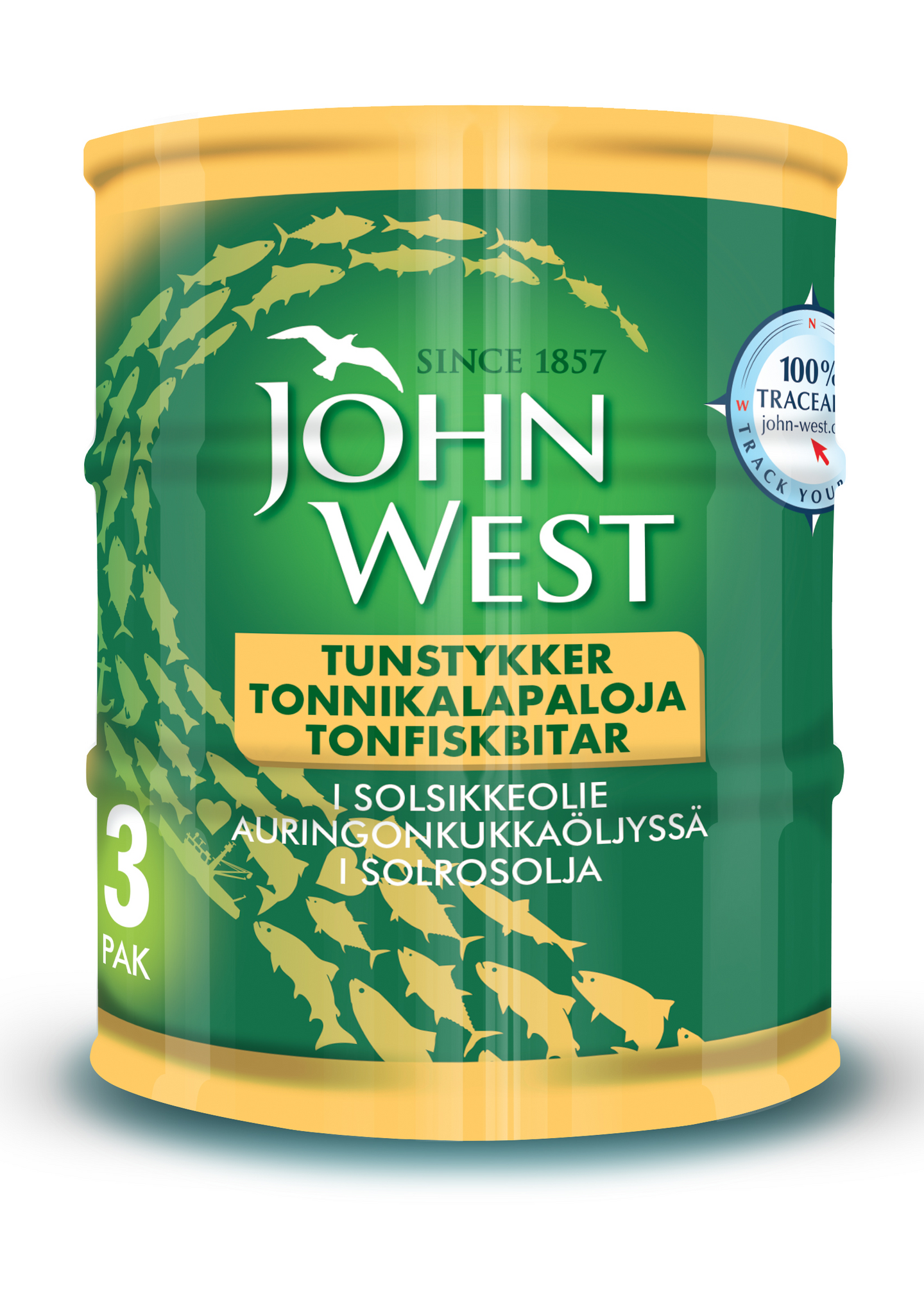 John West Tonnikalapaloja auringonkukkaöljyssä 3x145g/95g