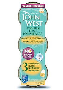 John West NoDrain Tonnikalaa ja vähän auringonkukkaöljyä 3x60g MSC