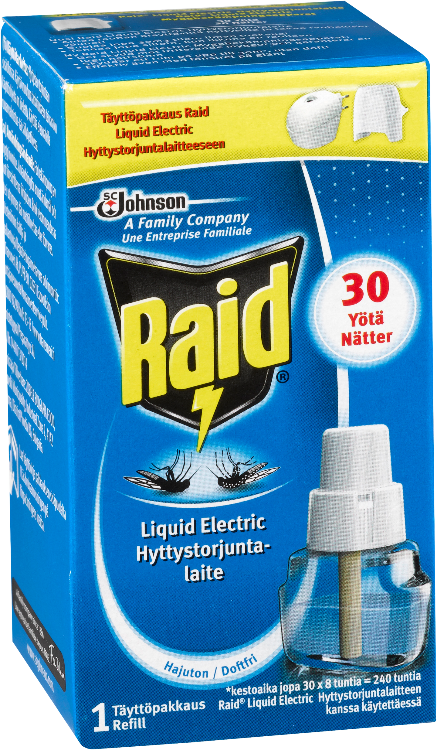 Raid Liquid Electric sähköinen hyttyskarkotin 30 yötä täyttöpakkaus