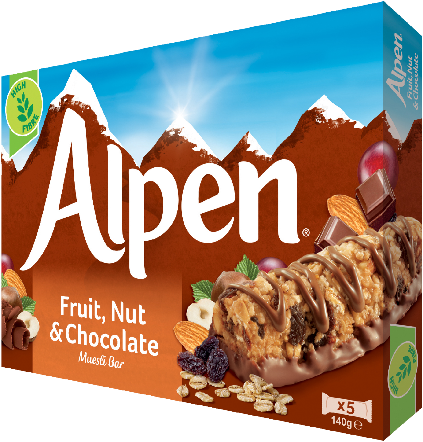 Alpen Fruit & Nut with Milk Chocolate myslipatukka 5x29 g