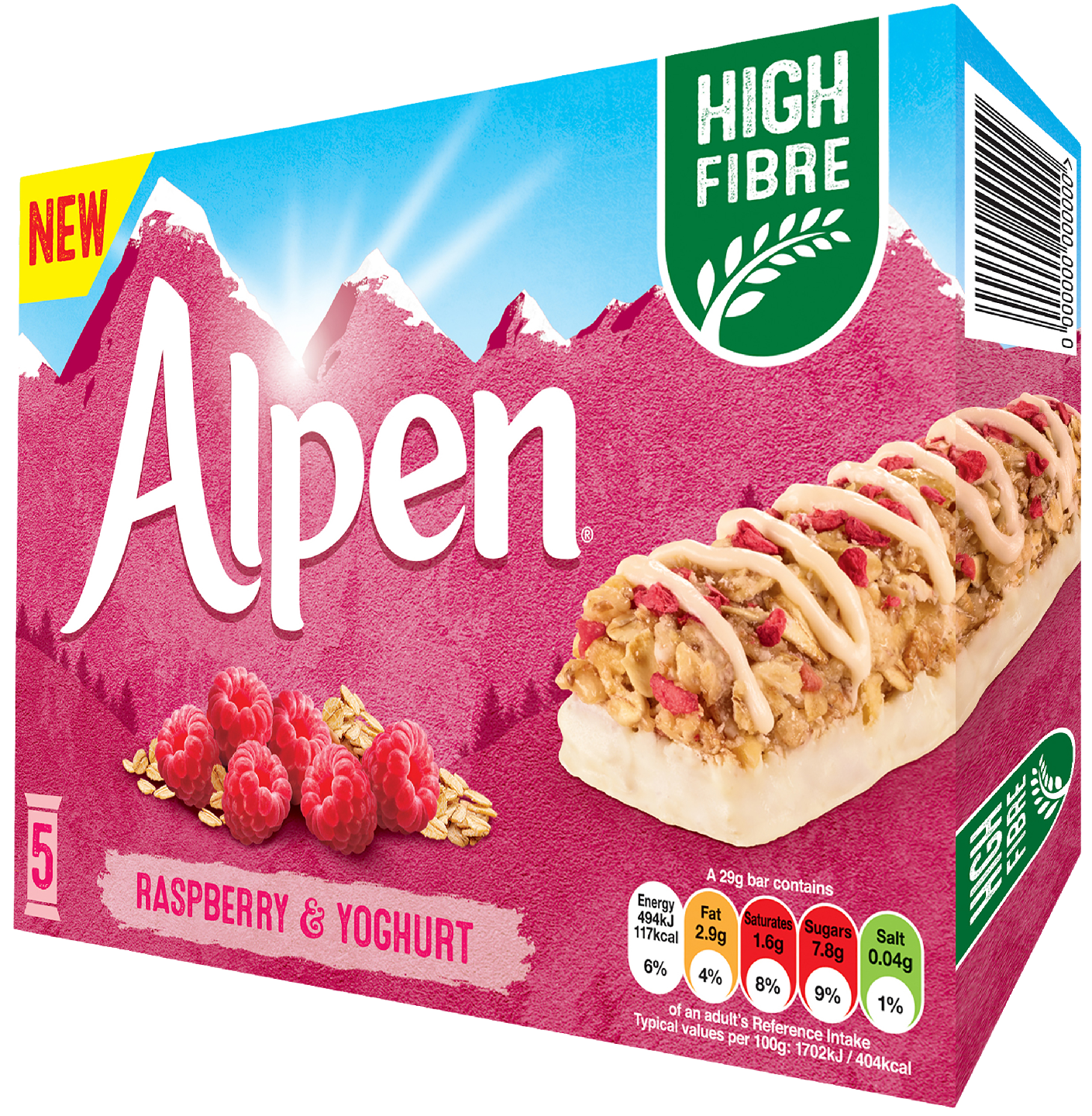 Alpen Vadelma & jogurtti myslipatukka 5x29g