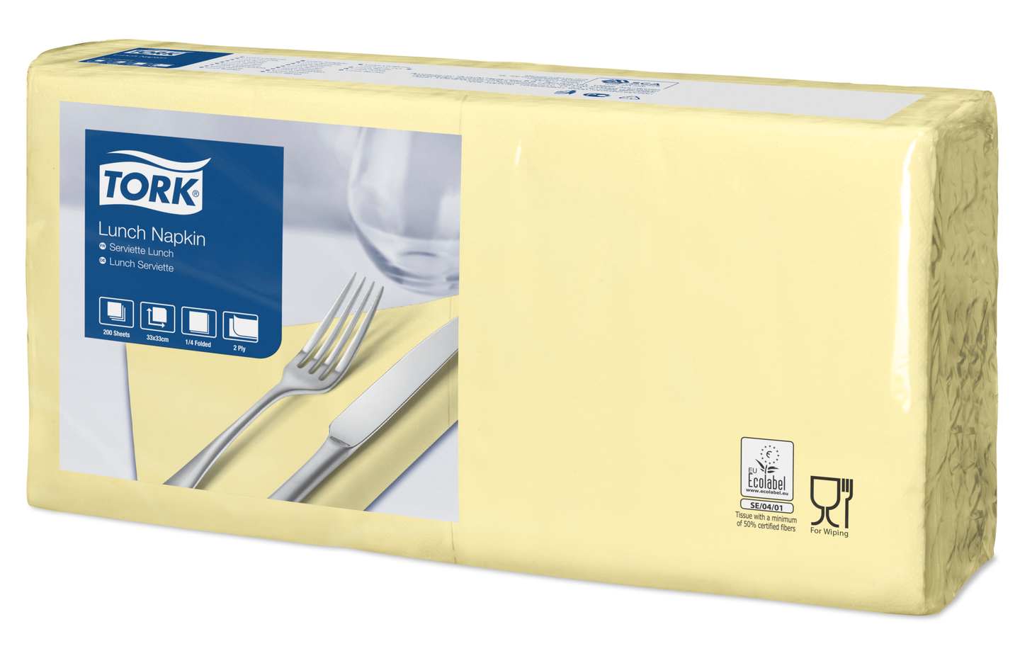 Tork Lunch-lautasliina samppanja 200 kpl/33cm 2krs 1/4 taitto