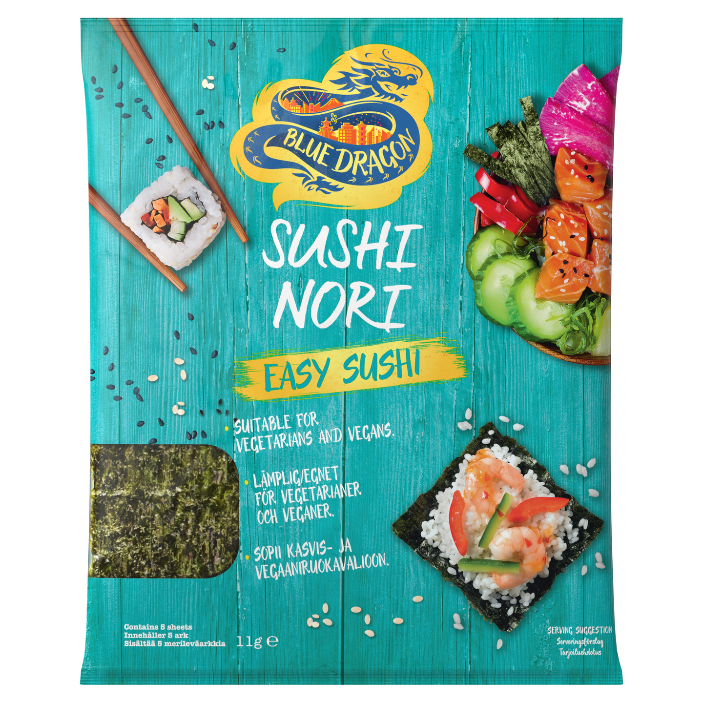 Blue Dragon Sushi Nori 5kpl paahdettu merilevä 11g | K-Ruoka Verkkokauppa