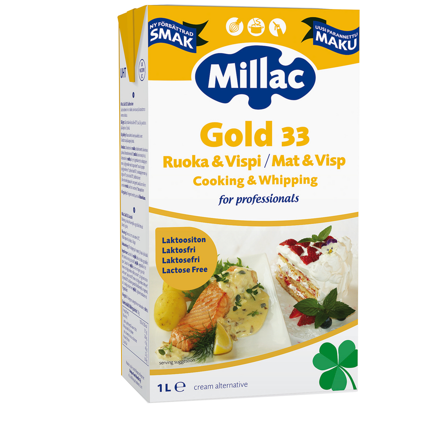 Millac Gold 33, Ruoka & Vispi, laktoositon, kasvirasvan ja kerman sekoite, 1l, UHT