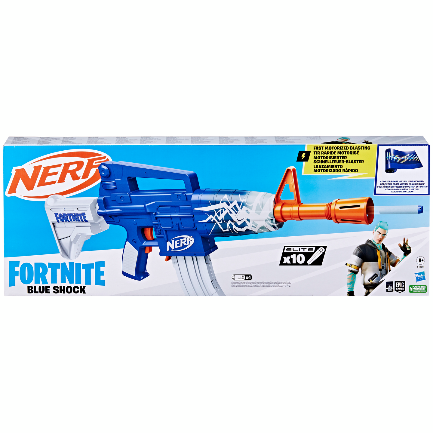 Lance-fléchettes NERF Fortnite Décharge bleue avec 10 fléchettes Elite et code de déverrouillage, 8 ans et plus | Canadian Tire