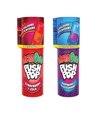 Bazooka 30g Mega Push Pop Duo Tikkukaramelli
