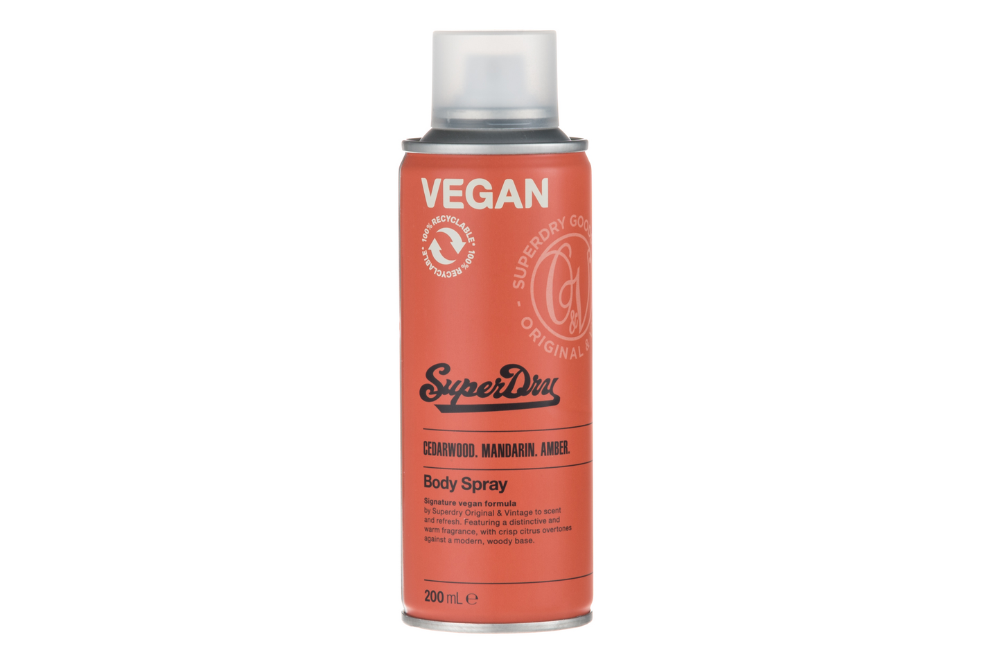 Superdry O&V body spray 200ml Original - Cedarwood. Mandarin. Amber.