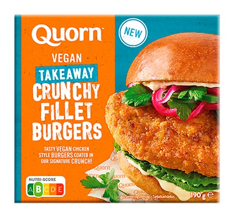 Quorn Vegan Crunchy Fillet Burger Vegaaninen hampurilaispihvi 190g pakaste  | K-Ruoka Verkkokauppa