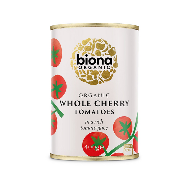 Biona Luomu kokonainen kirsikkatomaatti tomaattimehussa 400g